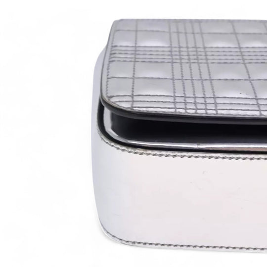 Burberry Chain Shoulder Bag Patent Leather Silver Women Handbag