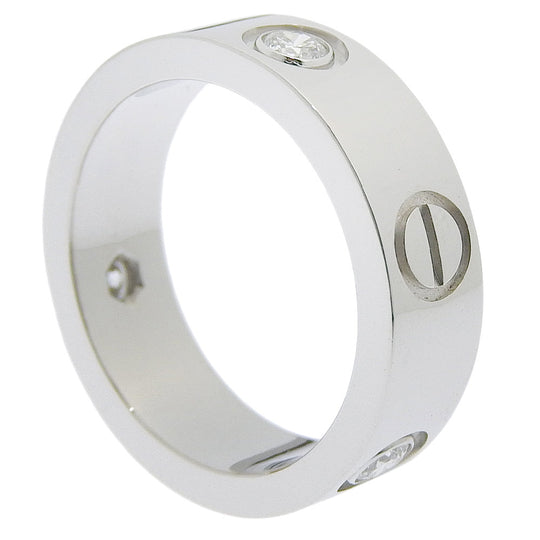 CARTIER Ring K18 White Gold, Diamond White gold Half diamond Love Ring Women 49 Used Authentic