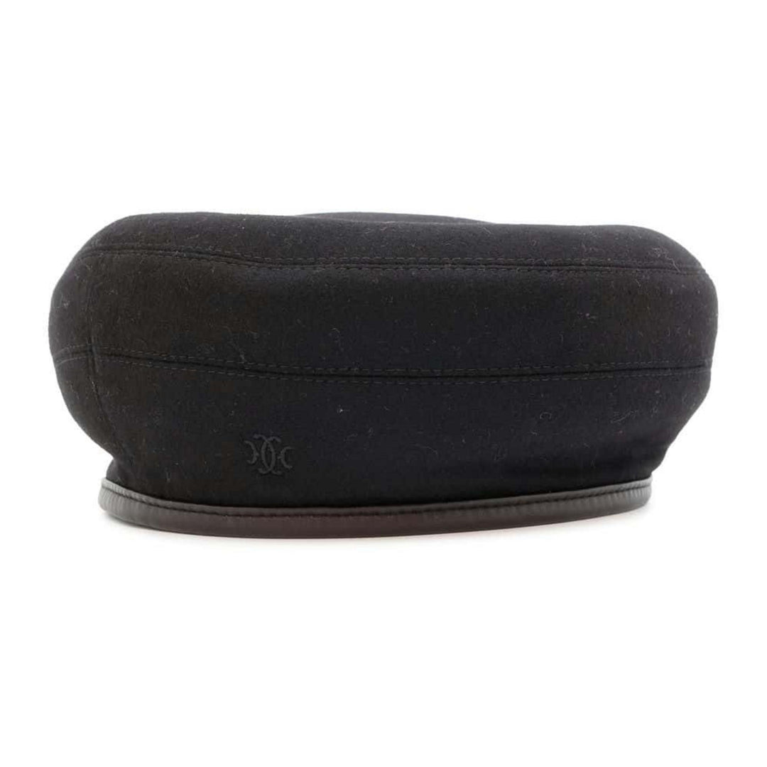 HERMES Saint-Honore Lift Embroidery Cashmere Black Beret Preloved
