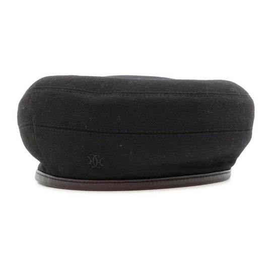 HERMES Saint-Honore Lift Embroidery Cashmere Black Beret Preloved