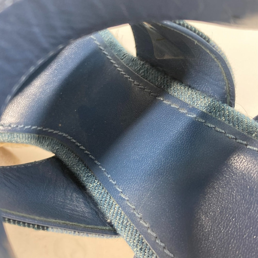 LOUIS VUITTON Sandals Monogram denim canvas blue Monogram denim Wedge sole Women 37.5 Used Authentic