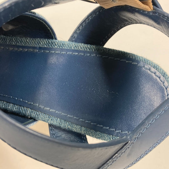 LOUIS VUITTON Sandals Monogram denim canvas blue Monogram denim Wedge sole Women 37.5 Used Authentic