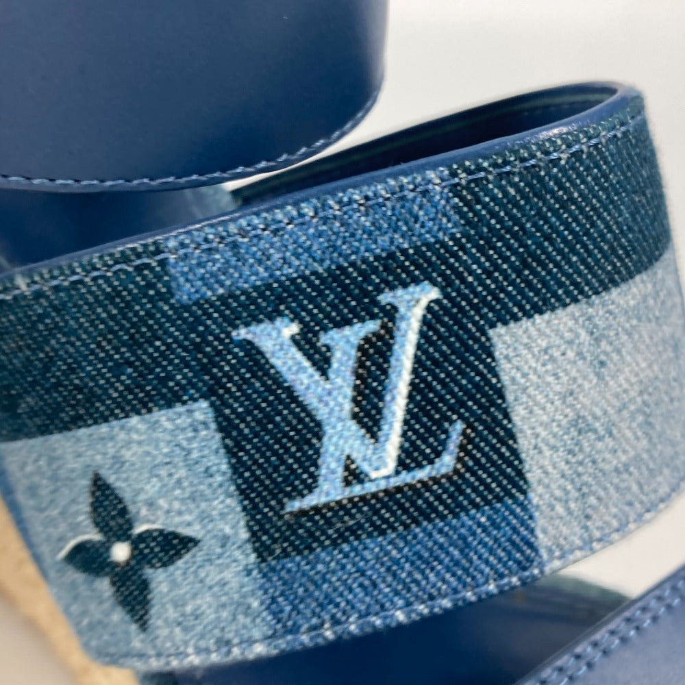 LOUIS VUITTON Sandals Monogram denim canvas blue Monogram denim Wedge sole Women 37.5 Used Authentic