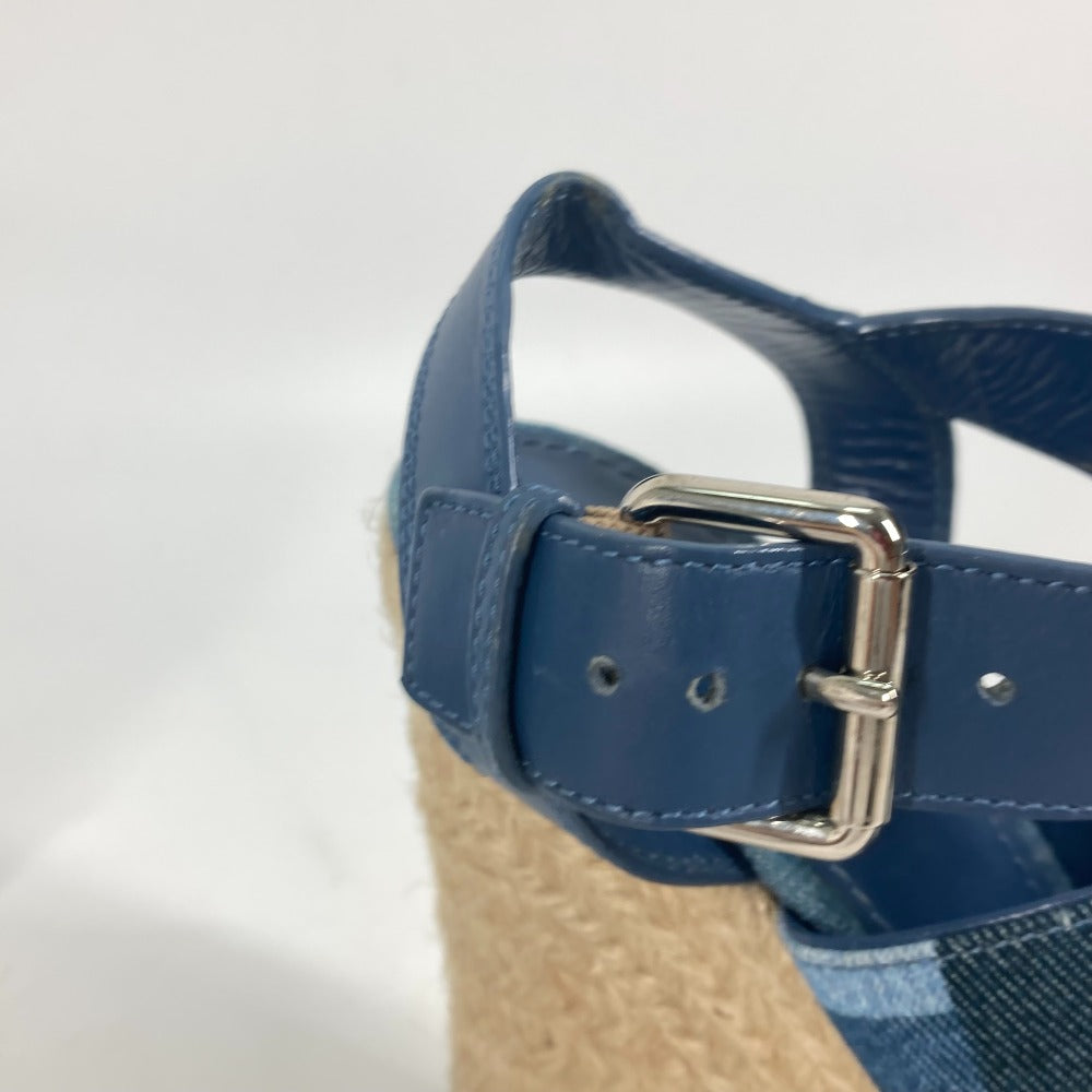 LOUIS VUITTON Sandals Monogram denim canvas blue Monogram denim Wedge sole Women 37.5 Used Authentic