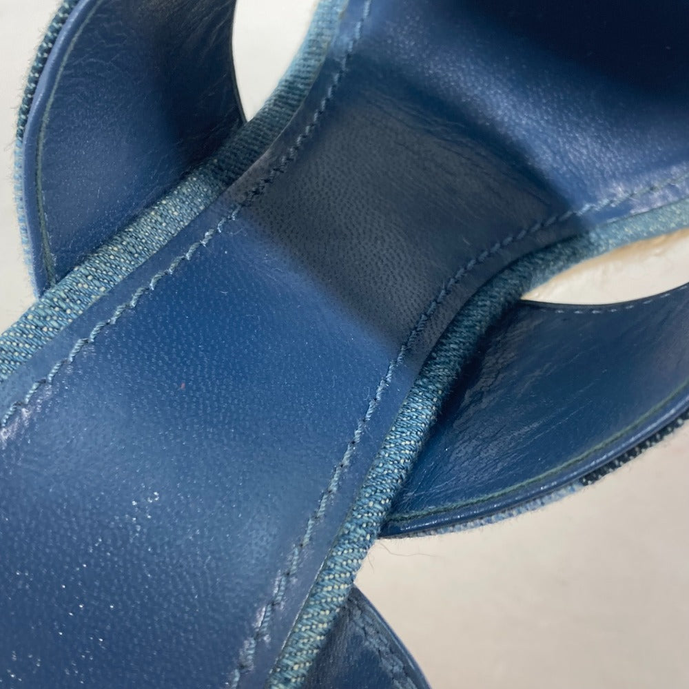 LOUIS VUITTON Sandals Monogram denim canvas blue Monogram denim Wedge sole Women 37.5 Used Authentic
