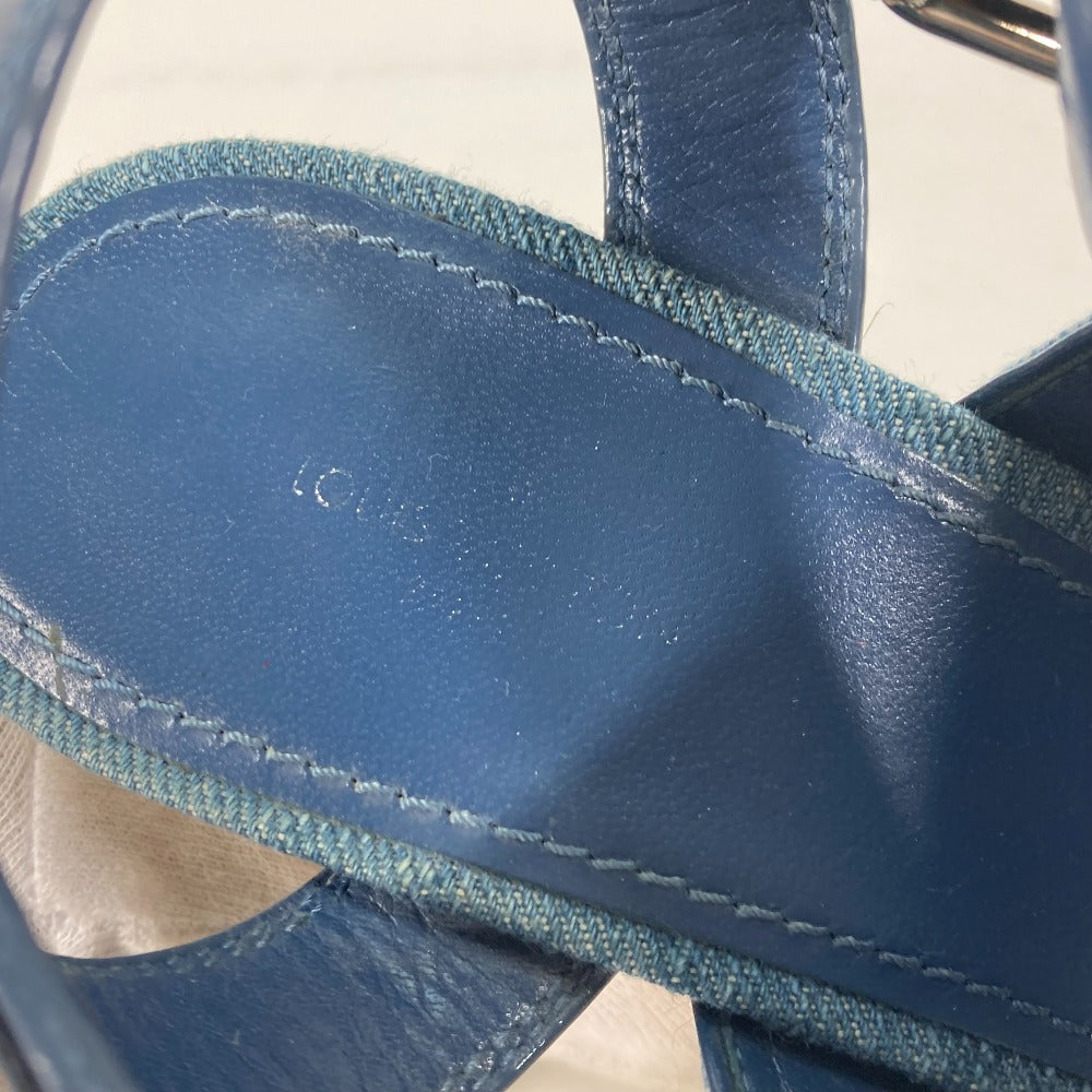 LOUIS VUITTON Sandals Monogram denim canvas blue Monogram denim Wedge sole Women 37.5 Used Authentic