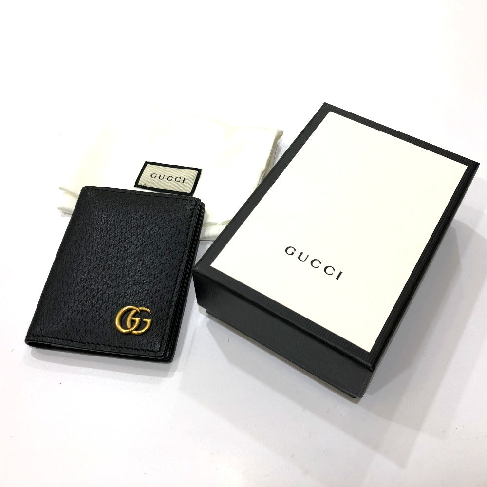 GUCCI Card Case 428737 leather black GG Marmont