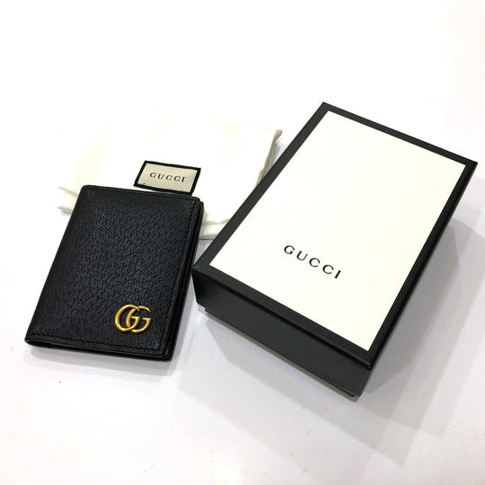 GUCCI Card Case 428737 leather black GG Marmont