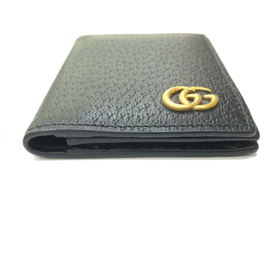 GUCCI Card Case 428737 leather black GG Marmont