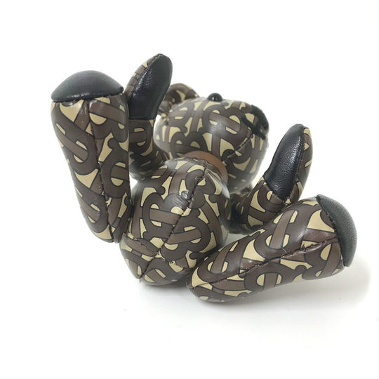 BURBERRY key ring leather Brown Total logo TB Thomas Bear Women Used Authentic