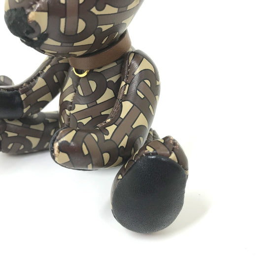 BURBERRY key ring leather Brown Total logo TB Thomas Bear Women Used Authentic