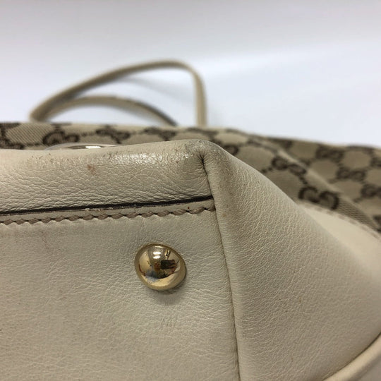 GUCCI Shoulder Bag 169946 GG canvas / leather Ivory GG Newbrit Women Used Authentic