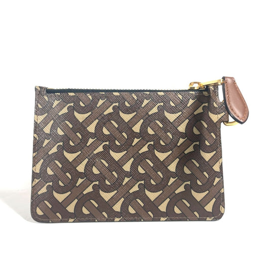 BURBERRY Pouch leather Brown TB logo