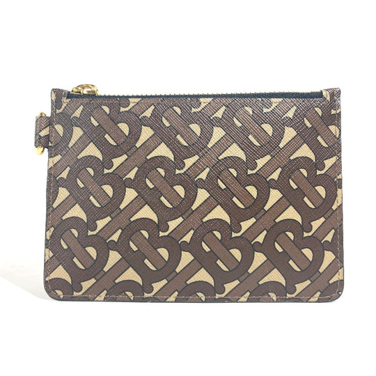 BURBERRY Pouch leather Brown TB logo