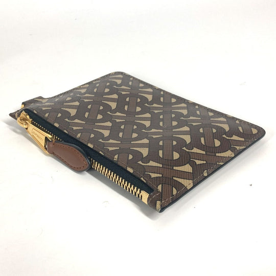 BURBERRY Pouch leather Brown TB logo