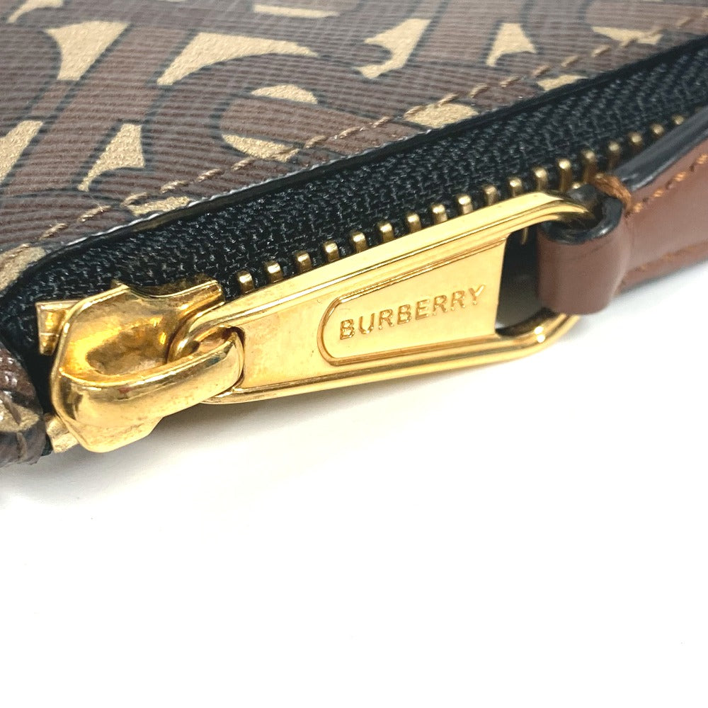 BURBERRY Pouch leather Brown TB logo