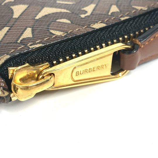 BURBERRY Pouch leather Brown TB logo