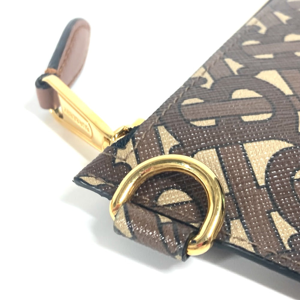 BURBERRY Pouch leather Brown TB logo