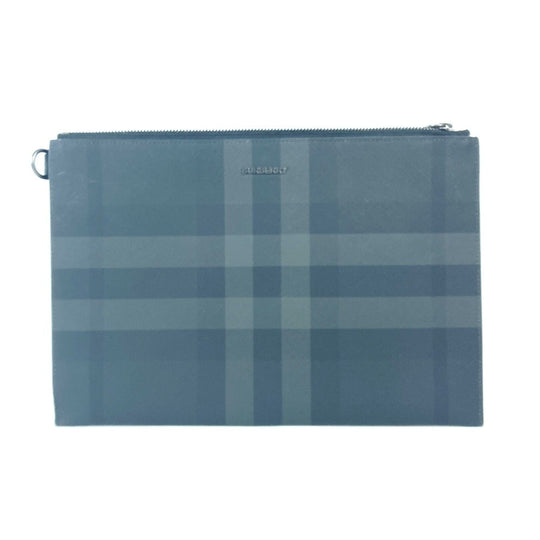 BURBERRY Clutch bag PVC black Check logo mens Used Authentic