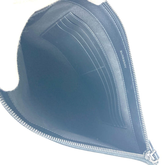 BURBERRY Clutch bag PVC black Check logo mens Used Authentic