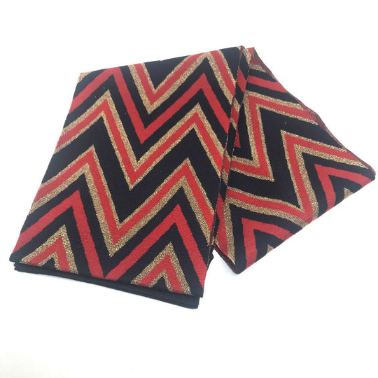 GUCCI Scarf wool Navy x Gold x Red V line mens Used Authentic