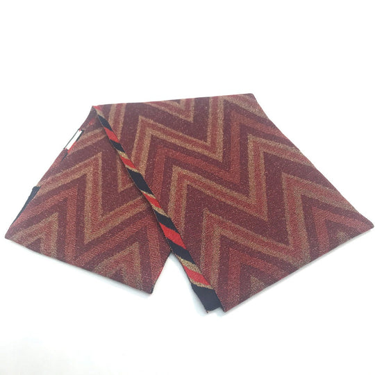 GUCCI Scarf wool Navy x Gold x Red V line mens Used Authentic