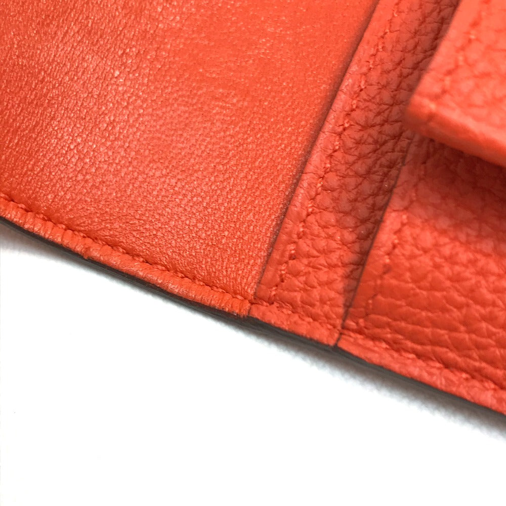 HERMES Long Wallet Purse Togo Orange red Dogon GM Dogon Duo unisex Secondhand Authentic