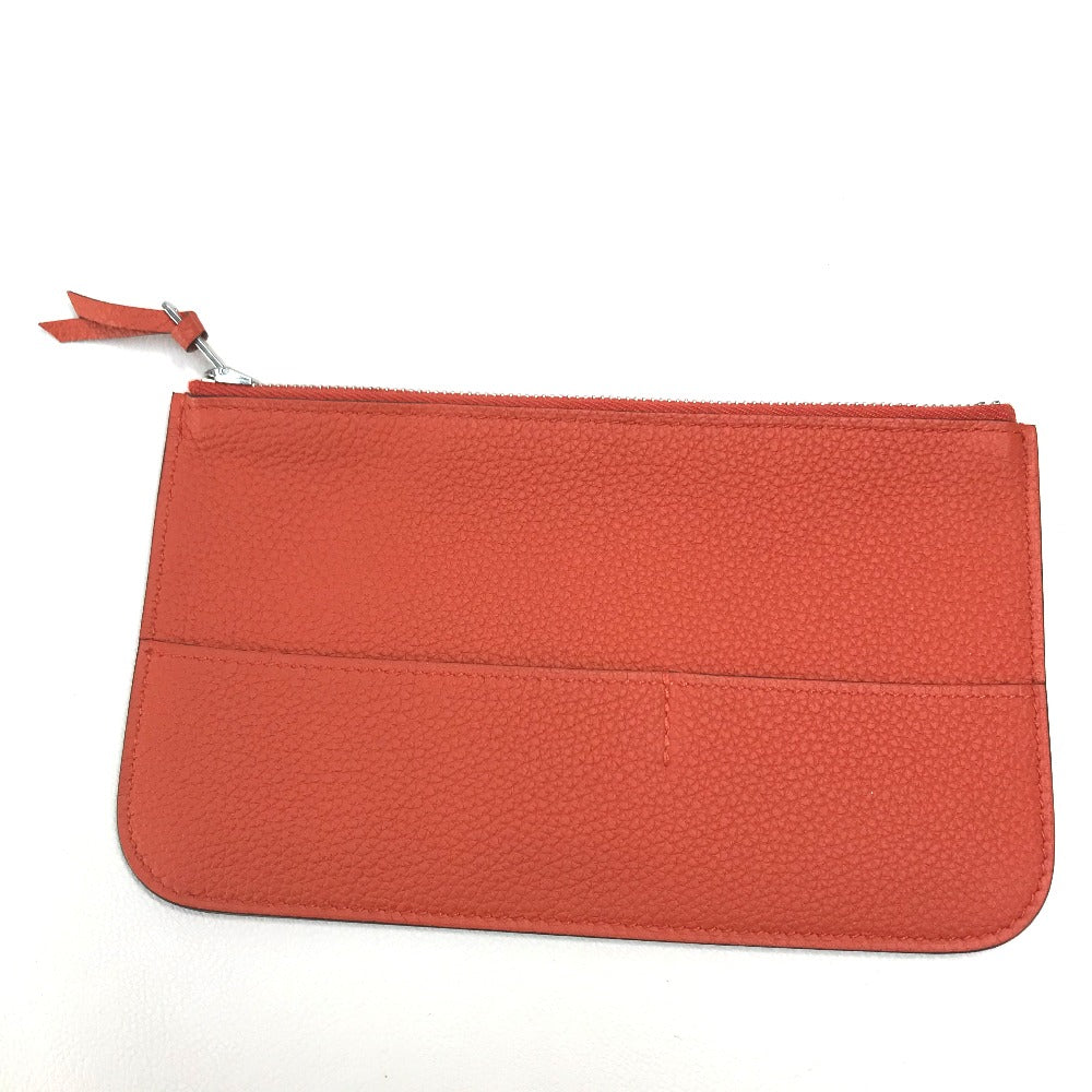 HERMES Long Wallet Purse Togo Orange red Dogon GM Dogon Duo unisex Secondhand Authentic