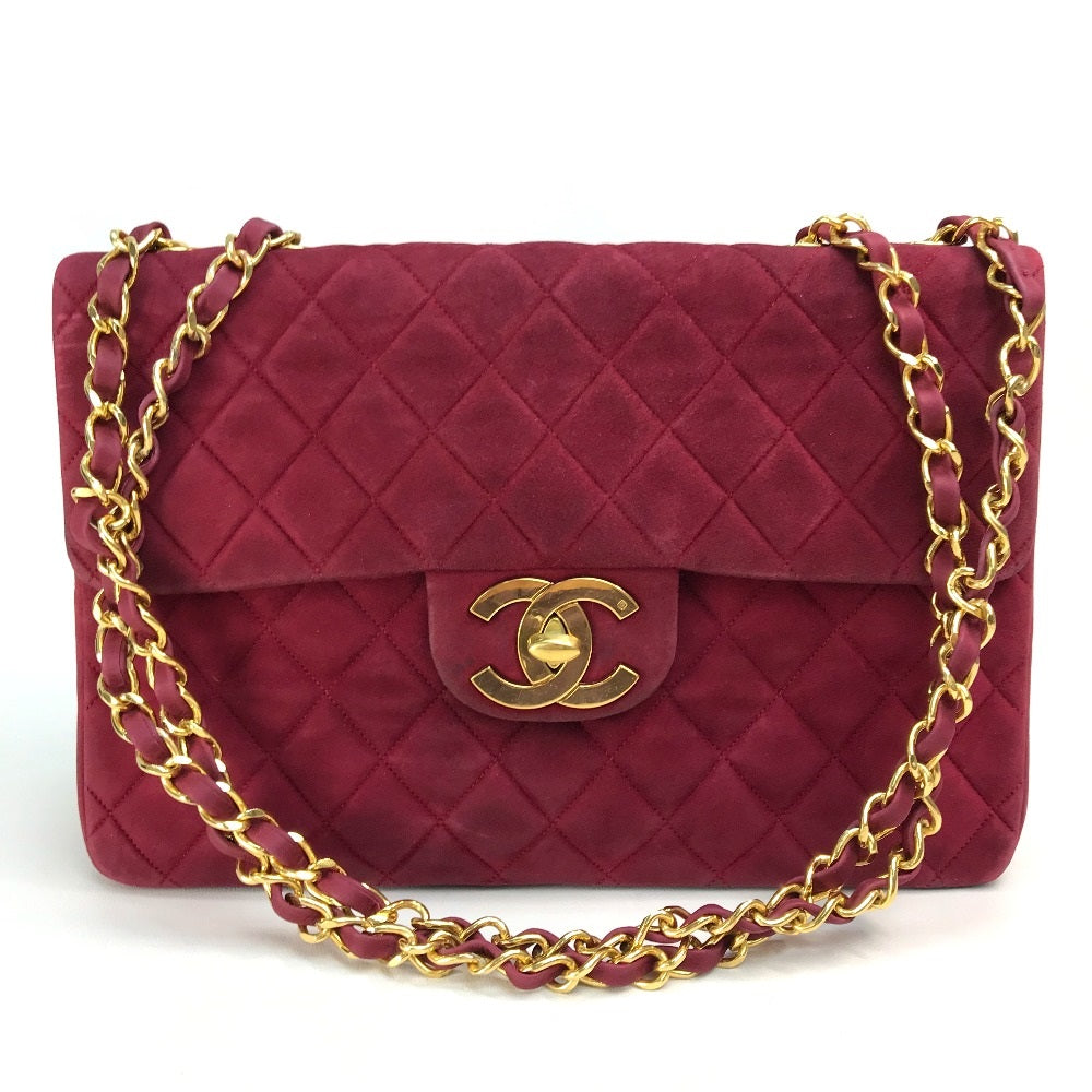 CHANEL Shoulder Bag suede Bordeaux CC COCO Mark Decama Trasse 34 Women Used Authentic
