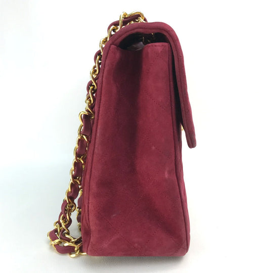 CHANEL Shoulder Bag suede Bordeaux CC COCO Mark Decama Trasse 34 Women Used Authentic