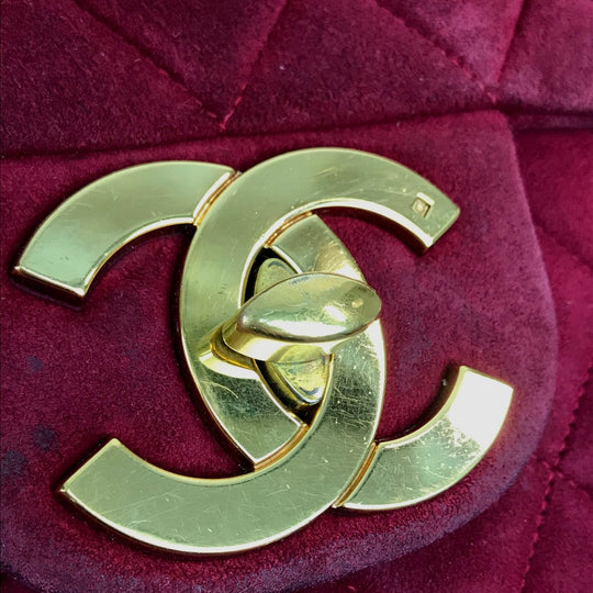 CHANEL Shoulder Bag suede Bordeaux CC COCO Mark Decama Trasse 34 Women Used Authentic