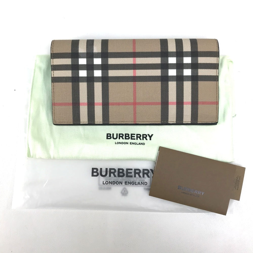 BURBERRY Long Wallet Purse 8016613 PVC / Leather Beige / black Cavendish mens Used Authentic