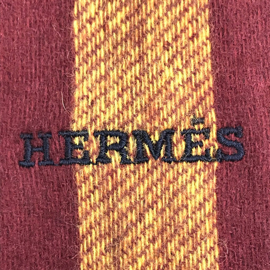 HERMES Scarf cashmere Multicolor / navy Alternate stripe unisex(Unisex) Used Authentic