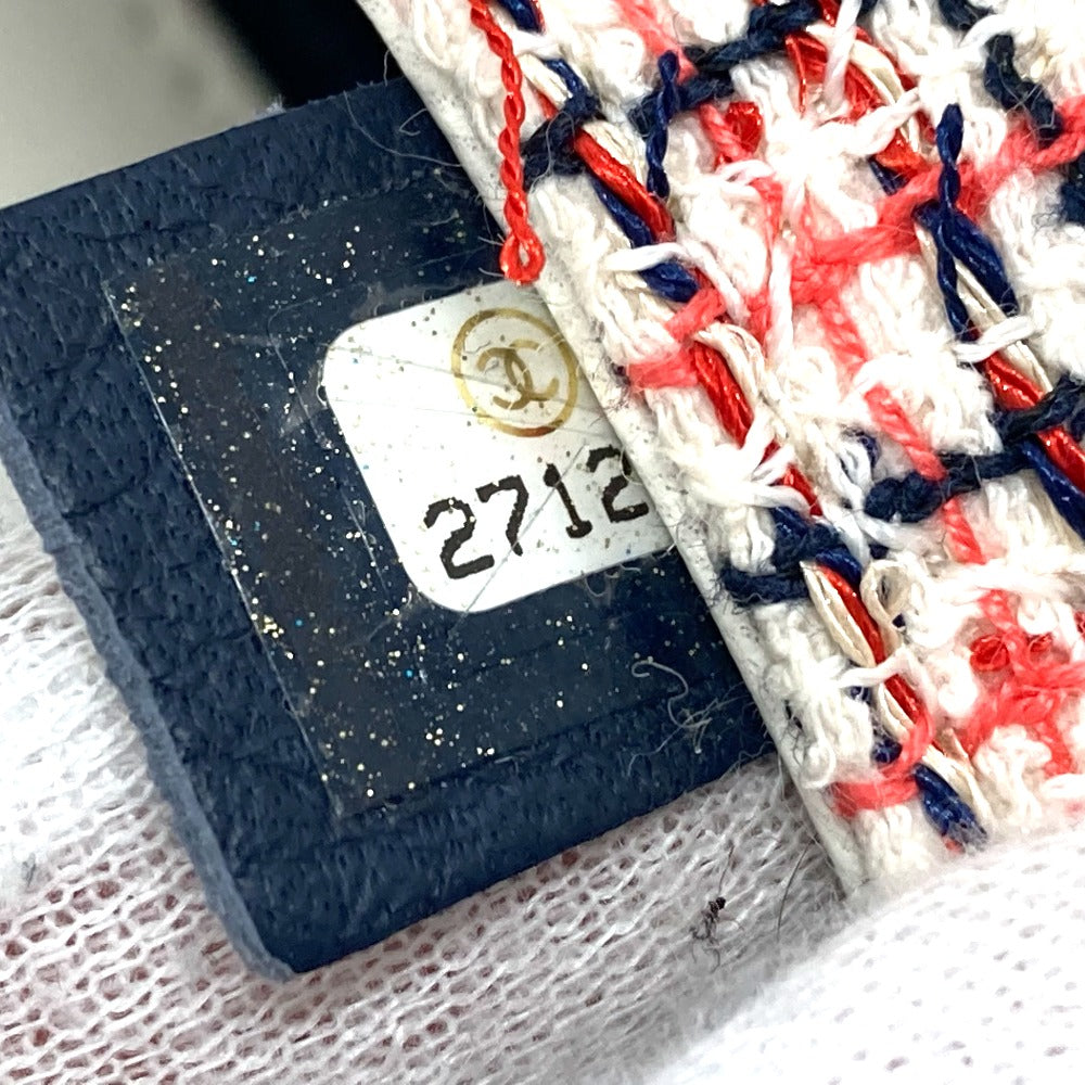 CHANEL Shoulder Bag Leather, Tweed White x red CC COCO Mark flap pochette Women Used Authentic
