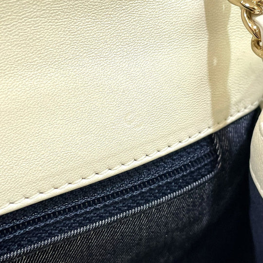 CHANEL Shoulder Bag Leather, Tweed White x red CC COCO Mark flap pochette Women Used Authentic