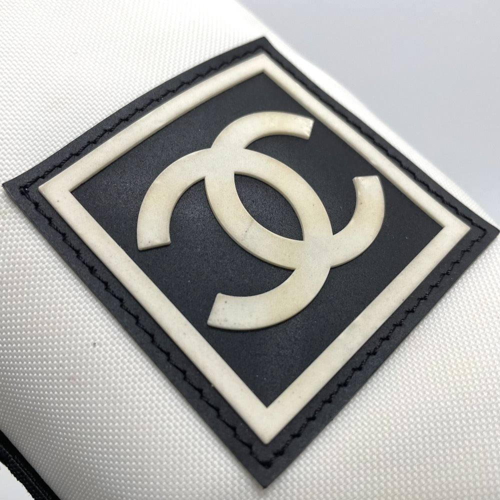 CHANEL Shoulder Bag Nylon White x black Sports Line CCCOCO Mark drink bag Women Used Authentic