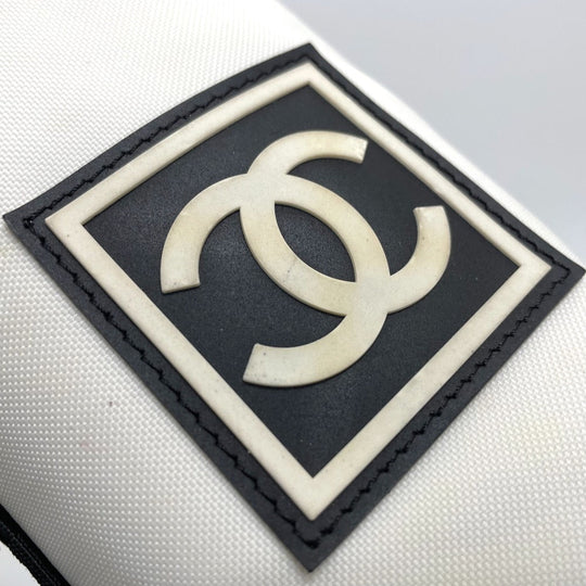 CHANEL Shoulder Bag Nylon White x black Sports Line CCCOCO Mark drink bag Women Used Authentic