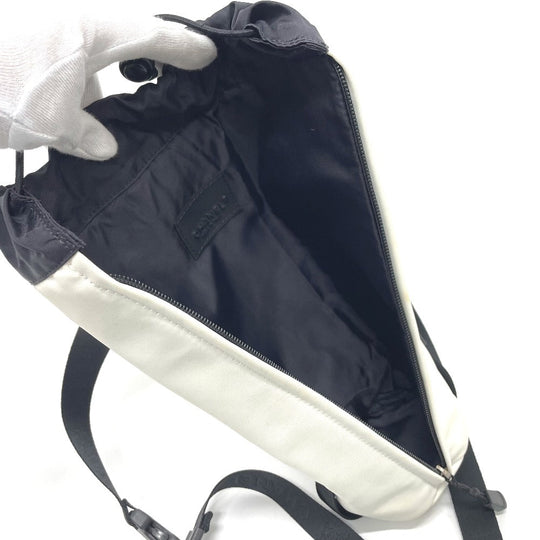 CHANEL Shoulder Bag Nylon White x black Sports Line CCCOCO Mark drink bag Women Used Authentic