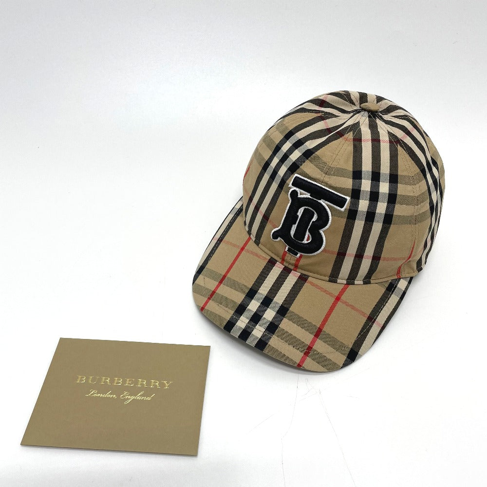 BURBERRY cap 8017283 cotton beige Vintage check TB logo mens(Unisex) M Used Authentic