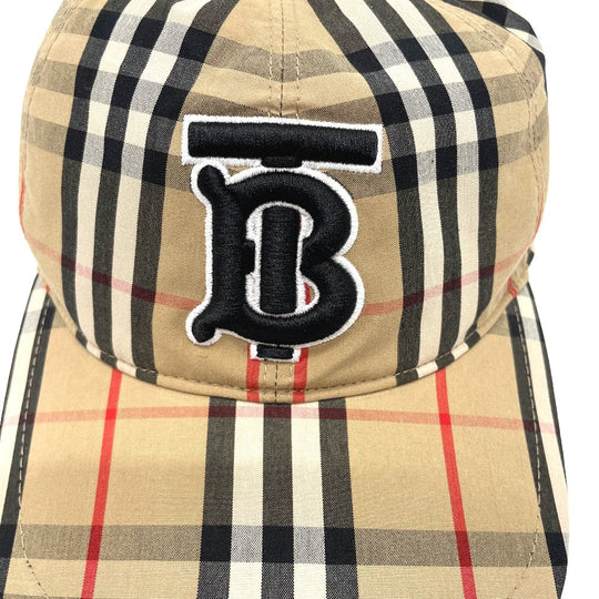 BURBERRY cap 8017283 cotton beige Vintage check TB logo mens(Unisex) M Used Authentic