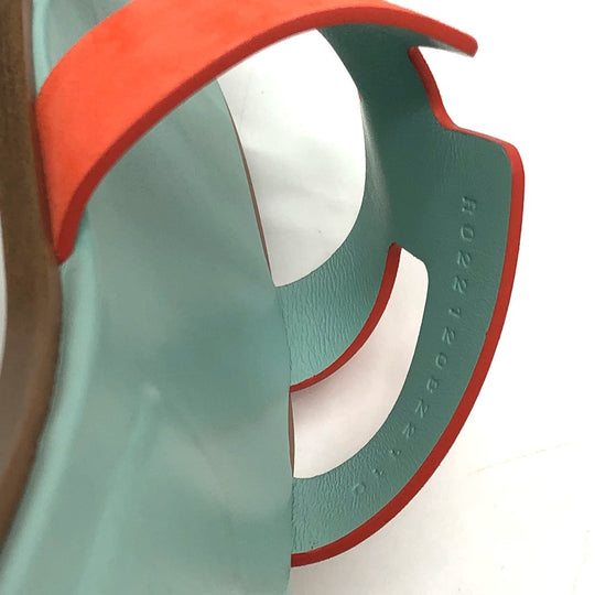 HERMES Sandals Leather / suede Orange H logo Oasis Women 36.5 Used Authentic