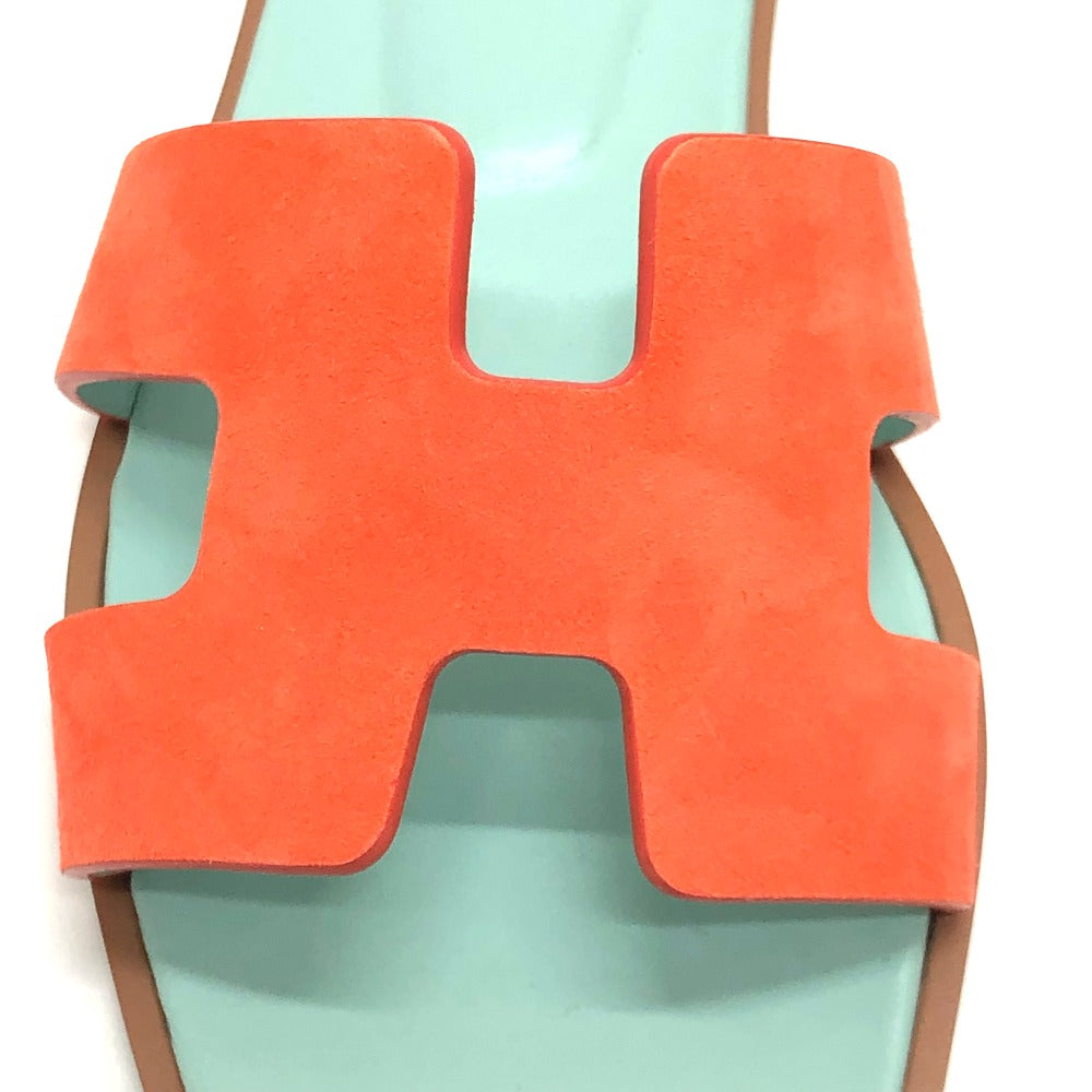 HERMES Sandals Leather / suede Orange H logo Oasis Women 36.5 Used Authentic