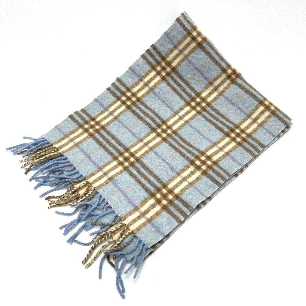 BURBERRY Scarf Wool / cashmere blue check New tag/fringe unisex(Unisex) Used Authentic