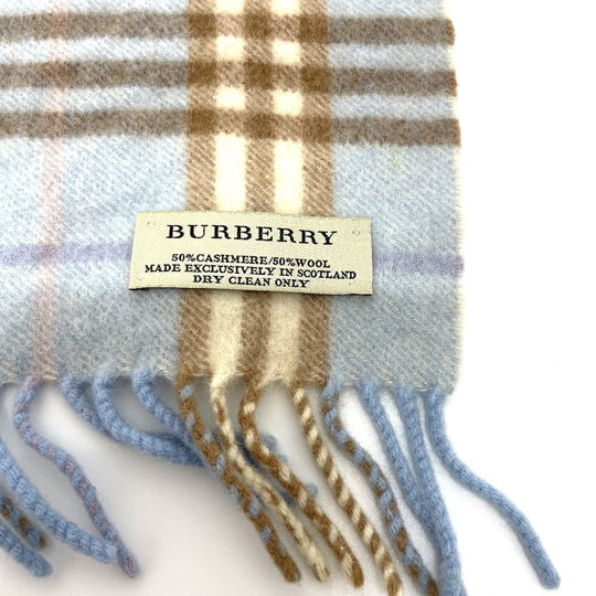 BURBERRY Scarf Wool / cashmere blue check New tag/fringe unisex(Unisex) Used Authentic