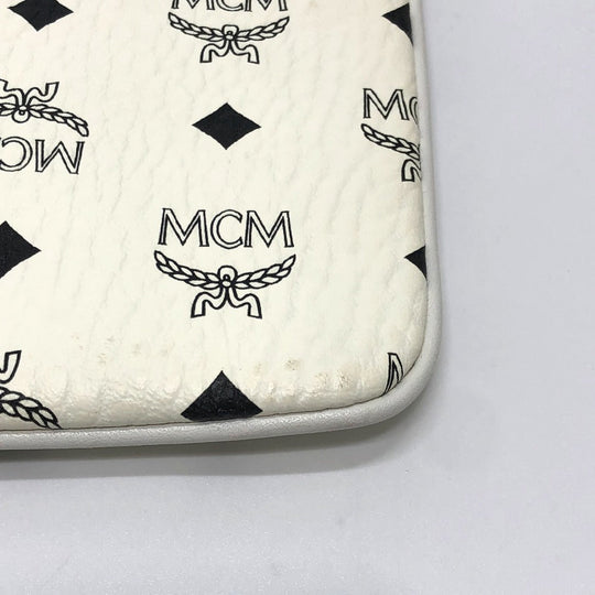 MCM Clutch bag leather white Logogram clutch Women Used Authentic