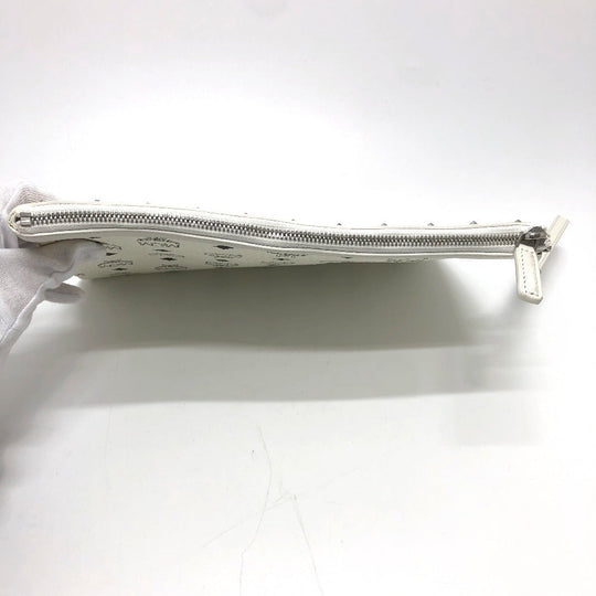 MCM Clutch bag leather white Logogram clutch Women Used Authentic