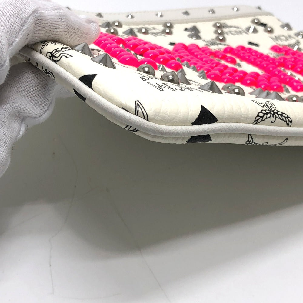 MCM Clutch bag leather white Logogram clutch Women Used Authentic