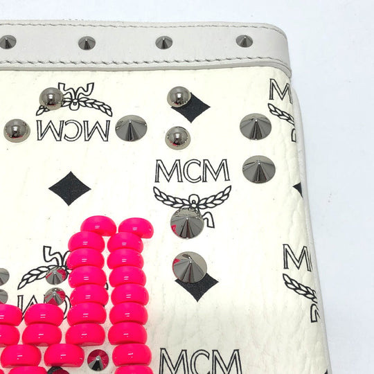 MCM Clutch bag leather white Logogram clutch Women Used Authentic