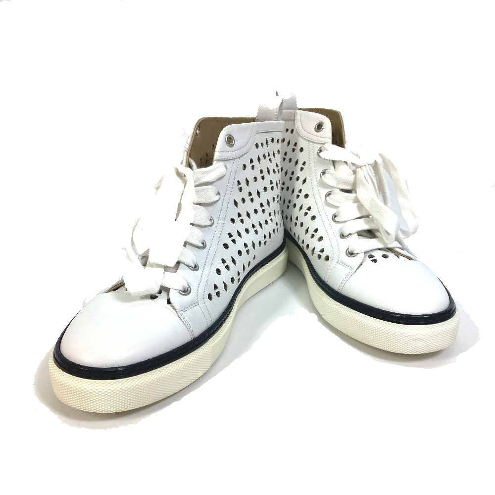 HERMES sneakers leather white punching High cut Women 37 Used Authentic