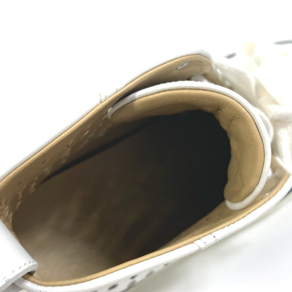 HERMES sneakers leather white punching High cut Women 37 Used Authentic